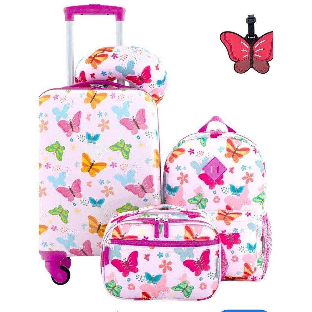 Travelers Club 5Pc Hardside Carryon Luggage, Backpack, Lunch Bag, Neck Pillow